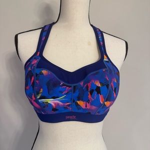Panache Underwired Racerback High Impact Sport Bra Royal Blue Print 32E UK